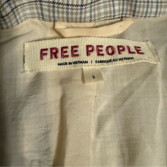 Free People Olivia Gray Plaid Slouchy Blazer Sz S Relaxed Fit Adjustable Waist - Picture 10 of 16